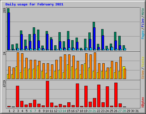 Daily usage for February 2021