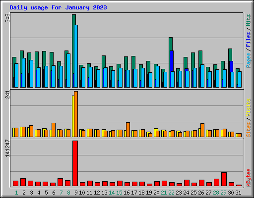 Daily usage for January 2023