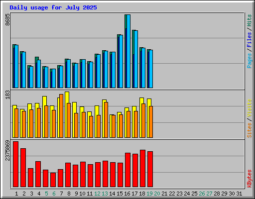 Daily usage for July 2025